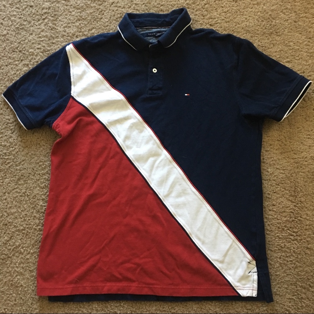 Tommy Hilfiger Polo Red White & Blue Size XL